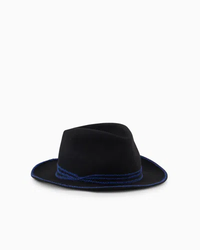 Giorgio Armani Official Store Rabbit-fur Hat With Contrasting Embroidery In Two-tone