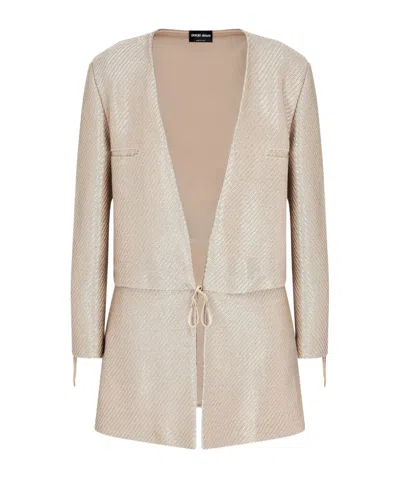 Giorgio Armani Giacca Jersey Jacquard In Neutral