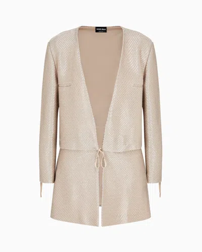Giorgio Armani Giacca Jersey Jacquard In Neutral