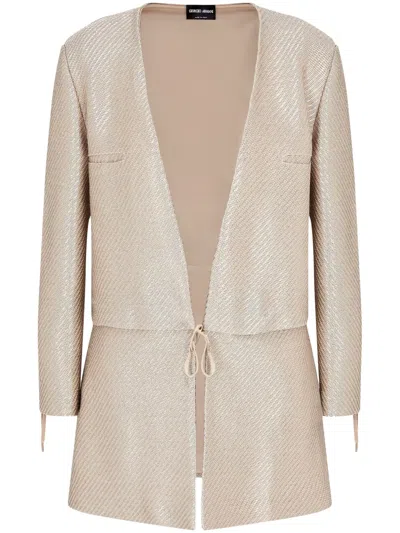 Giorgio Armani Giacca Jersey Jacquard In Neutral