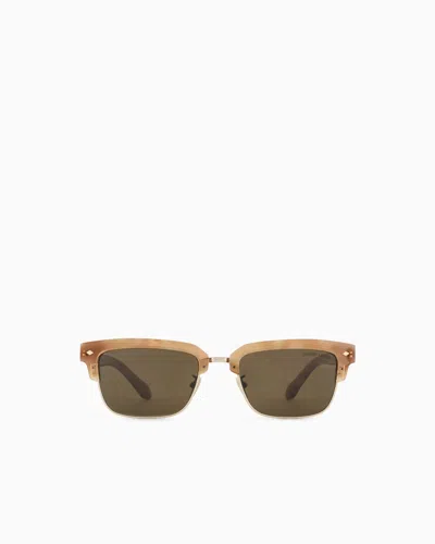 Giorgio Armani Rectangular Sunglasses In Brown