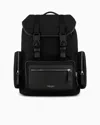 Giorgio Armani Official Store Recycled-nylon And Pebbled-leather Backpack Armani Sustainability Values In Black