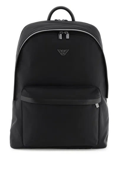 Giorgio Armani Recycled Nylon Backpack  In Black