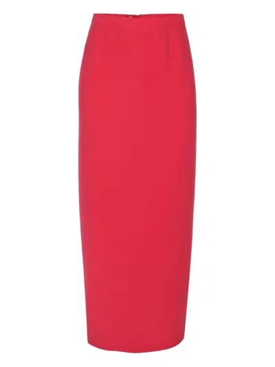 Pre-owned Giorgio Armani Slit Maxi Skirt In Red
