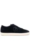 Giorgio Armani Refined Black Trainers With Soft Leather Upper In Black