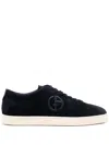 Giorgio Armani Refined Black Trainers With Soft Leather Upper In Black