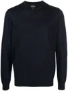Giorgio Armani Refined Wool Knit Sweater With Round Neckline In Black