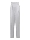 Giorgio Armani Grey Silk Satin Trousers With Double Pleats