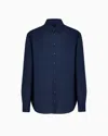 Giorgio Armani Regular-fit Cotton-seersucker Shirt In Blue