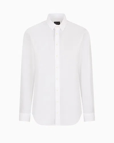 Giorgio Armani Regular-fit Cotton-seersucker Shirt In White