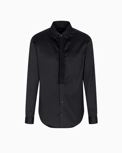 Giorgio Armani Regular-fit Cotton Shirt In Black