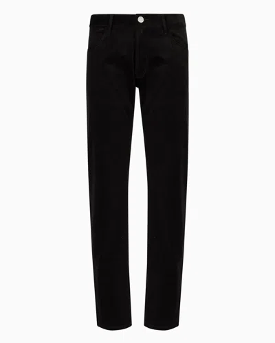 Giorgio Armani Regular-fit, Five-pocket Trousers In Ribbed Cotton And Cashmere In Black