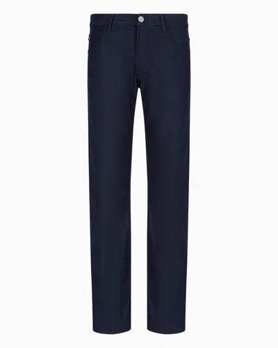 Giorgio Armani Regular-fit, Five-pocket Trousers In Stretch Cotton In Navy Blue
