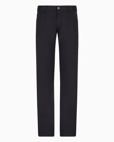 Giorgio Armani Regular-fit, Five-pocket Trousers In Stretch Cotton In Navy_blue