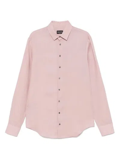 Giorgio Armani Regular Fit Linen Shirt In Multi