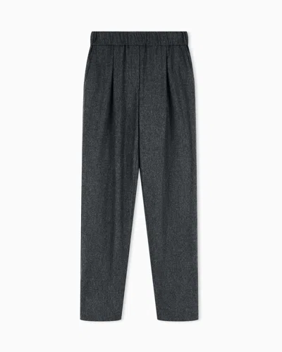 Giorgio Armani Regular Fit Pull-on Trousers In Wool And Cashmere Flannel In Gray