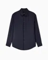 Giorgio Armani Regular-fit Shirt In Cashmere And Silk Twill In Blue