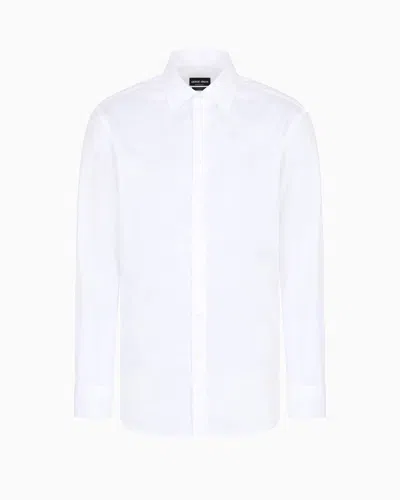 Giorgio Armani Official Store Hemd In Regular Fit Aus Baumwolle Mit Streifen In Weiss