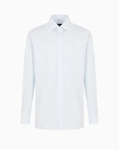 Giorgio Armani Regular-fit Shirt In Luxury Striped Cotton In White