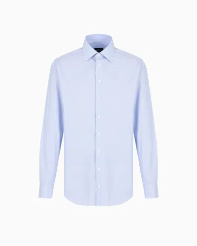 Giorgio Armani Official Store Regular-fit Shirt Made From Micro-woven Cotton In Striped