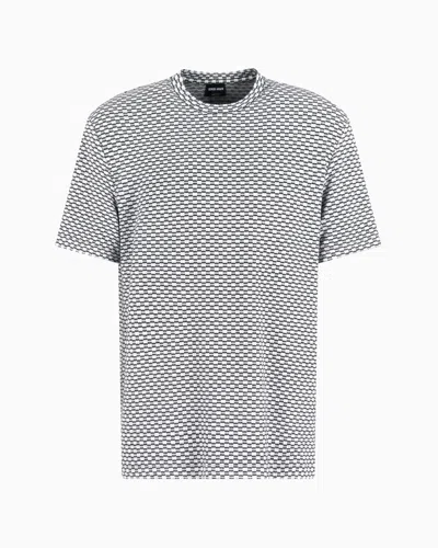 GIORGIO ARMANI VISCOSE JACQUARD JERSEY CREW-NECK T-SHIRT