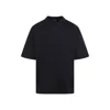 Giorgio Armani Mens Blue Navy Script Logo-embroidered Cotton-jersey T-shirt In Black