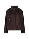 Giorgio Armani Relaxed Fit Cropped Jacket With Decorative Buttons In Brown
