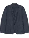 Giorgio Armani Wool Jacket With Back Vent And Patch Pockets In Blue