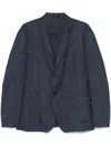 Giorgio Armani Wool Jacket With Back Vent And Patch Pockets In Blue