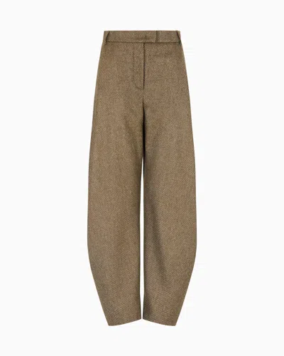 Giorgio Armani Relaxed-fit Virgin Wool And Cashmere Knit Trousers In Brown