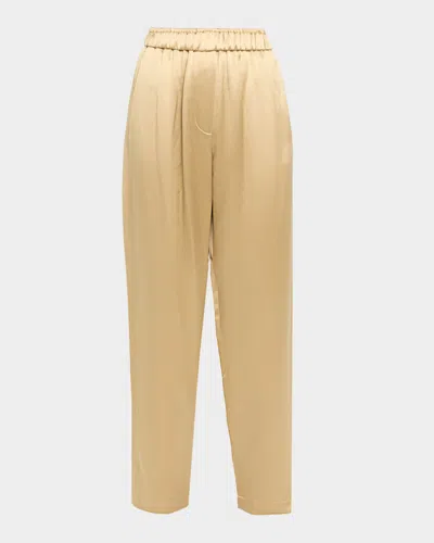 Giorgio Armani Relaxed-leg Silk Pull-on Trousers In Gold