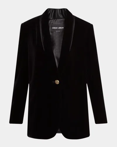 Giorgio Armani Relaxed Velvet Tuxedo Jacket In Black
