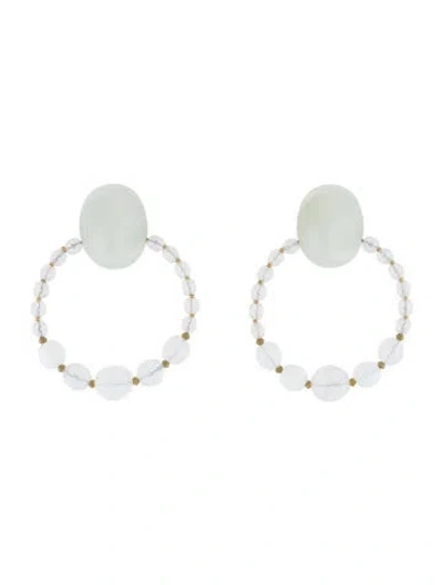 Pre-owned Giorgio Armani Resin & Bead Opalescent Spheres Clip-on Drop Earrings In Blue