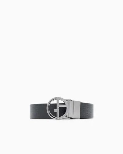 Giorgio Armani Reversible Ga Belt In Brushed Calfskin