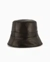 Giorgio Armani Official Store Reversible Nappa-leather Cloche Hat In Black