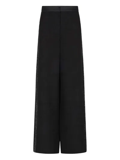 GIORGIO ARMANI RHINESTONE-DETAIL SILK TROUSERS