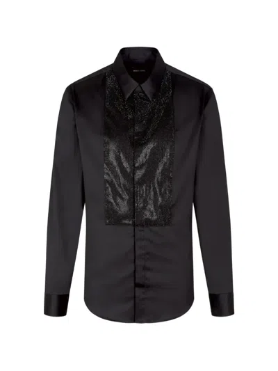 Giorgio Armani Rhinestone-embellished Shirt In Black