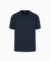 Giorgio Armani Crew-neck Short Sleeve T-shirt With Front Print In Blue