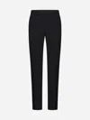 Giorgio Armani Cupro And Viscose Jacquard One-dart Trousers In Black Beauty