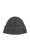 Giorgio Armani Grey Textured Beanie Hat In Gray