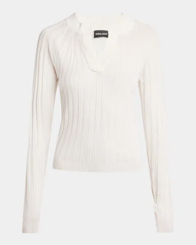Giorgio Armani Ribbed Cashmere Silk Top