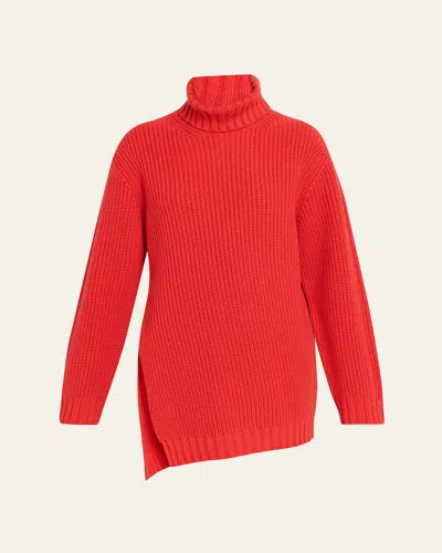 Giorgio Armani Ribbed Cashmere Turtleneck Sweater In Red