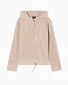 Giorgio Armani Ribbed Chenille Jersey Hooded Sweatshirt In Neutral
