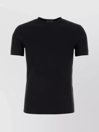 Giorgio Armani Ribbed Crew-neck Stretch T-shirt In Black