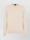 Giorgio Armani Ribbed Crewneck Sweater With Long Sleeves In Neutral