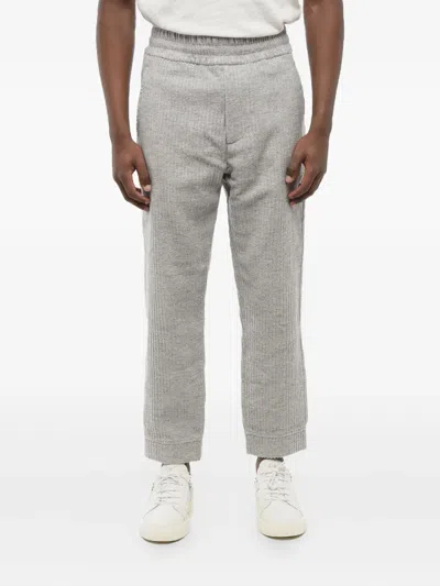 Giorgio Armani Ribbed Elastic-waist Trousers In Gray
