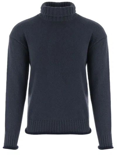GIORGIO ARMANI RIBBED HIGH NECK CASHMERE SWEATER WITH SEMI-ROLLED EDGES