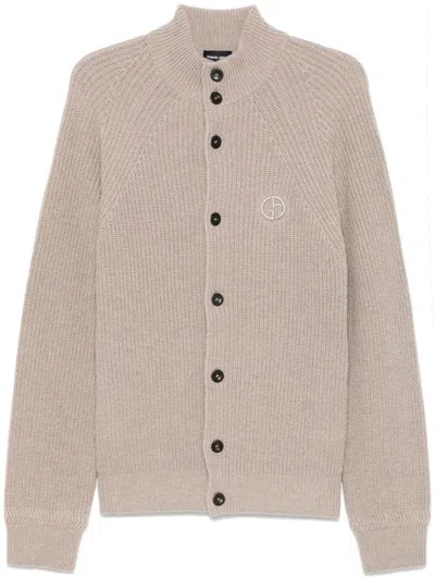 Giorgio Armani Ribbed-knit Cardigan In Nude & Neutrals