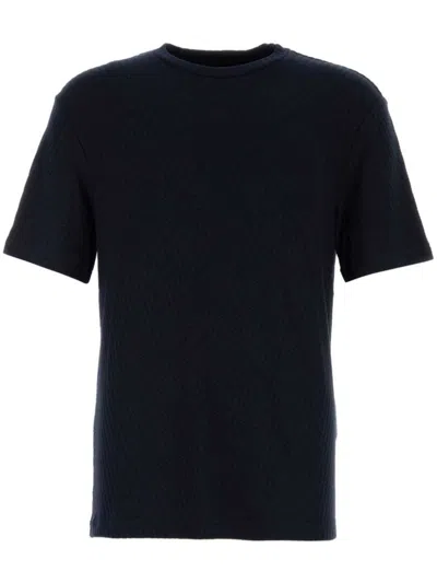 Giorgio Armani Navy Blue Viscose Blend T-shirt In Black