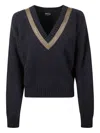 Giorgio Armani Ribbed-knit V-neck Sweater In Black